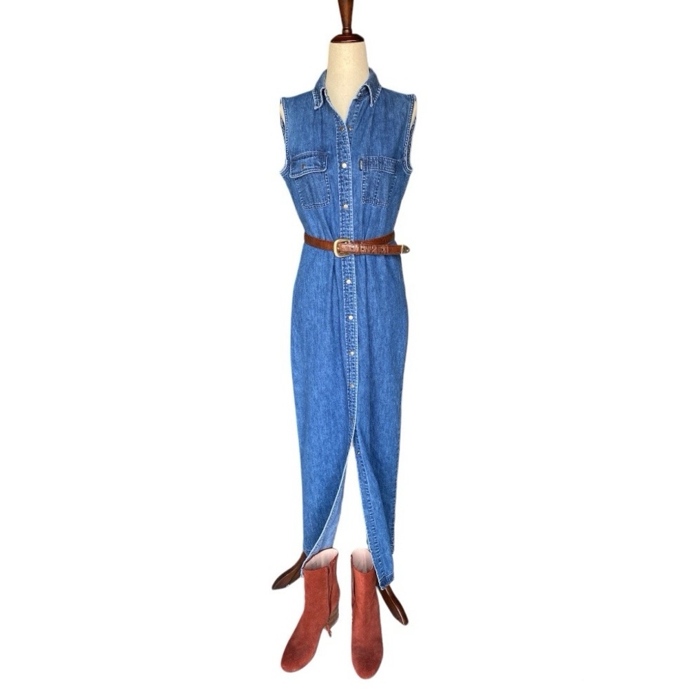 Lauren by Ralph Lauren (LRL) Sleeveless Long Denim Dress Size Medium